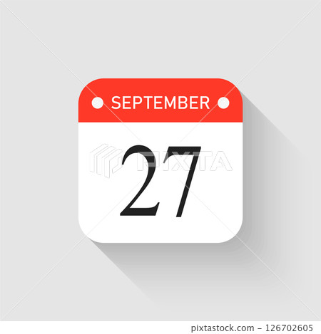 Vector icon page day calendar - 27 September month Vector icon page day calendar - 27 September month 126702605
