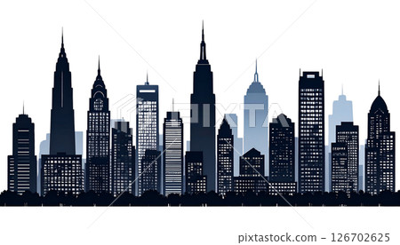 Modern isometric city illustration with urban skyscraper buildings and residential architecture 126702625