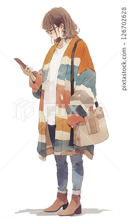 A woman who is so absorbed in her smartphone that she can't see her surroundings 126702628