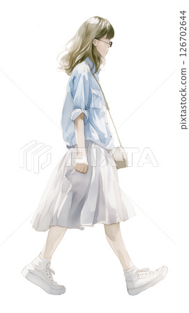 A woman in a relaxed casual outfit 126702644