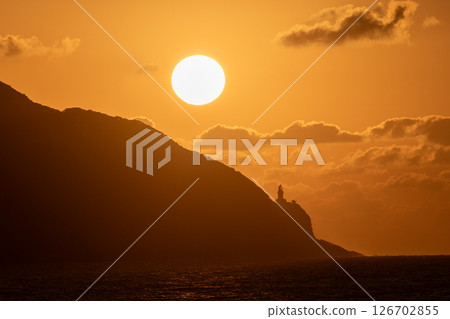 Sunset and Yakushima Lighthouse, Yakushima, offshore Alps (Autumn) 126702855