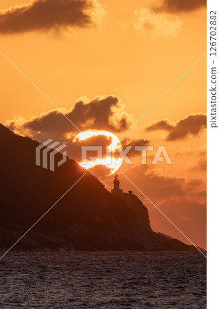 Evening view of the Yakushima Offshore Alps (November) Sunset and Yakushima Lighthouse 126702882