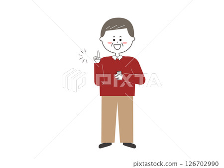 Illustration of a senior man using a smartphone 126702990
