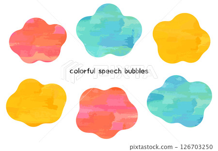 彩色水彩流體形狀框架組、框架、語音泡泡 彩色水彩流體形狀框架組、框架、語音泡泡 126703250
