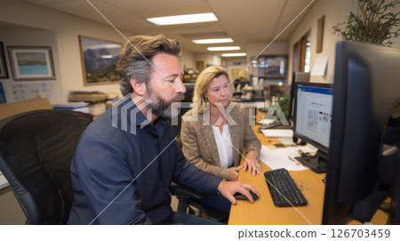 Startup entrepreneur working in modern warehouse business environment 126703459