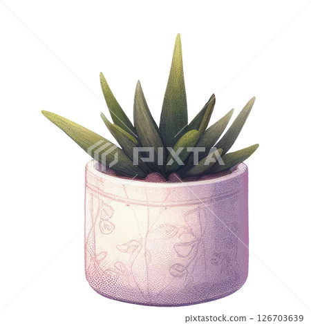 watercolor of potted plant houseplant watercolor of potted plant houseplant 126703639