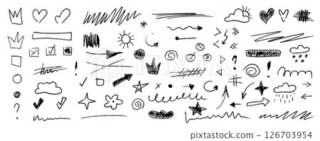 Crayon underline set with black strokes - Stock Illustration [126703954 ...