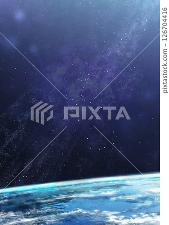 [Hand-drawn material] Majestic and beautiful background of the boundary between the Earth and the universe 2 126704416