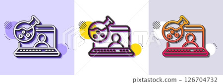 Online chemistry lab line icon. Halftone dotted pattern. Gradient icon with grain shadow. Laboratory flask sign. Analysis symbol. Line online chemistry icon. Various designs. Vector Online chemistry lab line icon. Halftone dotted pattern. Gradient icon with grain shadow. Laboratory flask sign. Analysis symbol. Line online chemistry icon. Various designs. Vector 126704732