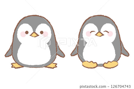 Cute penguin hand drawn style character illustration set 126704743