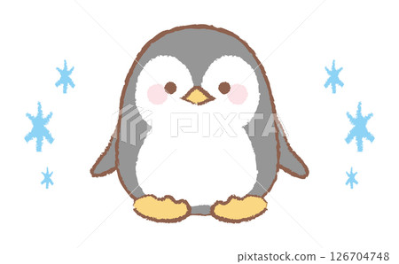 可愛的企鵝手繪風格人物插畫 126704748
