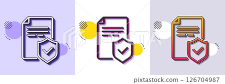 Insurance policy line icon. Halftone dotted pattern. Gradient icon with grain shadow. Risk coverage document sign. Policyholder symbol. Line insurance policy icon. Various designs. Vector Insurance policy line icon. Halftone dotted pattern. Gradient icon with grain shadow. Risk coverage document sign. Policyholder symbol. Line insurance policy icon. Various designs. Vector 126704987