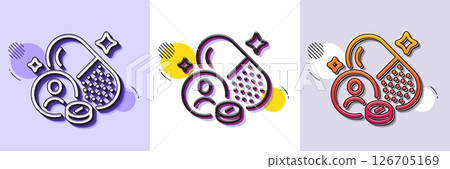 Vitamin line icon. Halftone dotted pattern. Gradient icon with grain shadow. Medicine pill sign. Medical capsule symbol. Line vitamin icon. Various designs. Vector Vitamin line icon. Halftone dotted pattern. Gradient icon with grain shadow. Medicine pill sign. Medical capsule symbol. Line vitamin icon. Various designs. Vector 126705169
