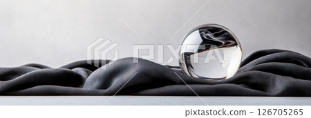 Intriguing crystal ball on black velvet with ethereal figure visible inside Intriguing crystal ball on black velvet with ethereal figure visible inside 126705265