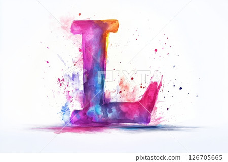 The letter L is in a splash of colors 126705665