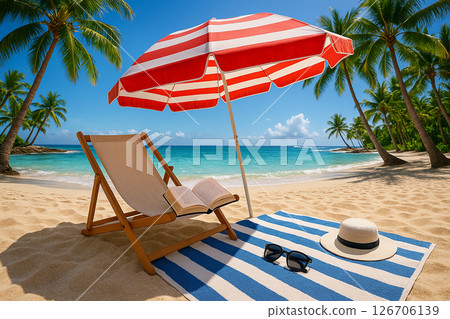 An afternoon of reading and relaxing on a tropical beach 126706139