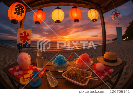 Enjoy a summer festival on the beach and enjoy the spectacular sunset Enjoy a summer festival on the beach and enjoy the spectacular sunset 126706141
