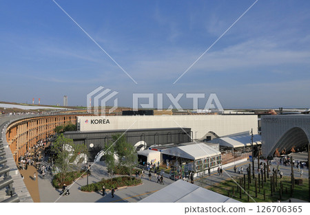 The large roof ring and Korean Pavilion at the EXPO 2025 Osaka Kansai Expo The large roof ring and Korean Pavilion at the EXPO 2025 Osaka Kansai Expo 126706365