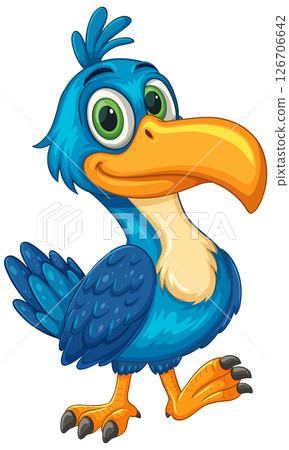 Colorful Cartoon Hornbill with Expressive Eyes 126706642
