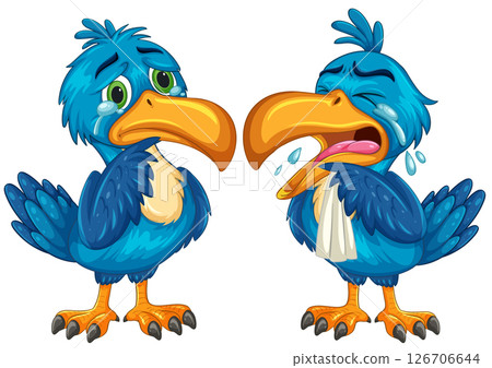Expressive Blue Hornbill Cartoon Illustration 126706644