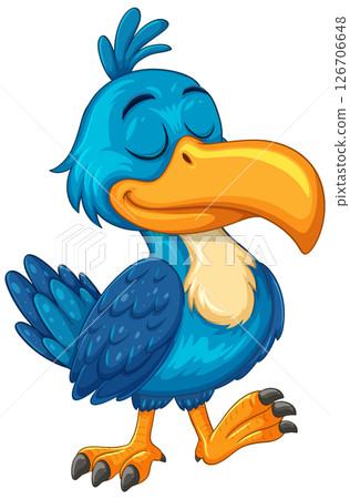 Cheerful Cartoon Hornbill with Closed Eyes 126706648