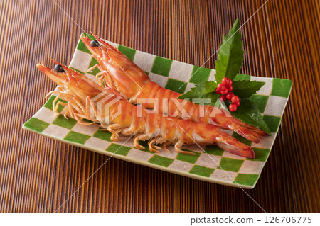 New Year's cuisine: Boiled prawns 126706775