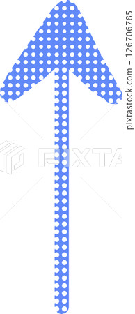 Hand drawn blue dotted up arrow icon 126706785