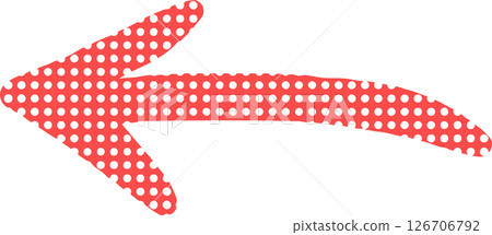 Hand-drawn left arrow icon with red dots 126706792