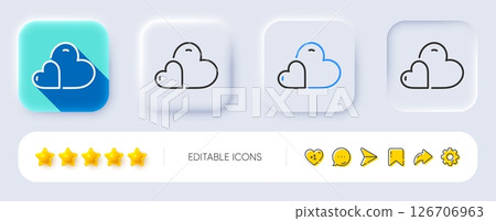 Care with love line icon. Neumorphic, Flat shadow, 3d buttons. Two hearts sign. Volunteer care symbol. Line care icon. Social media icons. Vector 126706963
