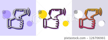 Electronic thermometer line icon. Halftone dotted pattern. Gradient icon with grain shadow. Temperature scanner sign. Fever measuring symbol. Line electronic thermometer icon. Various designs. Vector Electronic thermometer line icon. Halftone dotted pattern. Gradient icon with grain shadow. Temperature scanner sign. Fever measuring symbol. Line electronic thermometer icon. Various designs. Vector 126706981