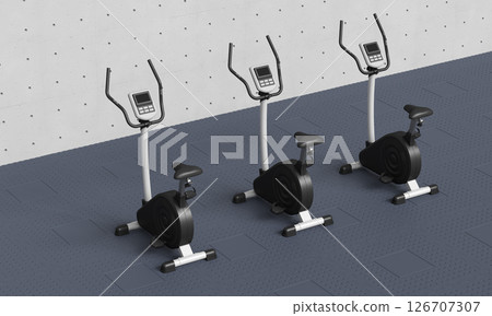 Fitness Gym Stationary Exercise Bike. 3D Rendering. 126707307