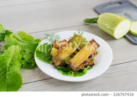 Vegetable appetizer of zucchini and dill 126707416