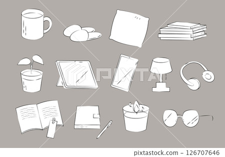 Simple set of everyday items illustration Simple set of everyday items illustration 126707646