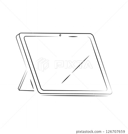 一個簡單的平板電腦支撐在支架上 126707659