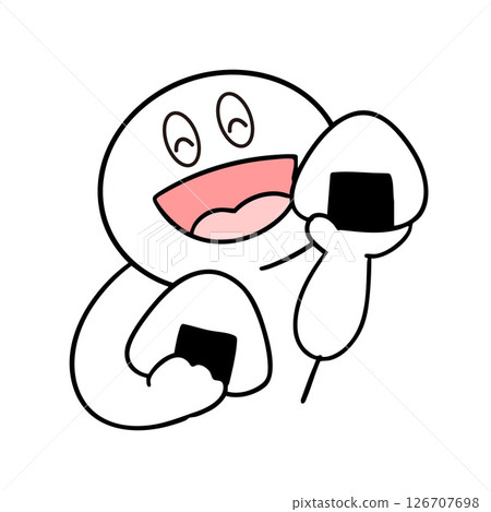 簡筆畫吃美味的飯糰 簡筆畫吃美味的飯糰 126707698