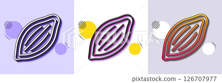 Cocoa nut line icon. Halftone dotted pattern. Gradient icon with grain shadow. Tasty nuts sign. Vegan food symbol. Line cocoa nut icon. Various designs. Vector 126707977