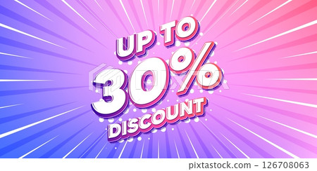 Discount tag sun rays gradient banner. Light burst background. Up to 30 percent discount. Sale offer price sign. Special offer symbol. Save 30 percentages. Gradient sun rays. Sunburst light. Vector Discount tag sun rays gradient banner. Light burst background. Up to 30 percent discount. Sale offer price sign. Special offer symbol. Save 30 percentages. Gradient sun rays. Sunburst light. Vector 126708063
