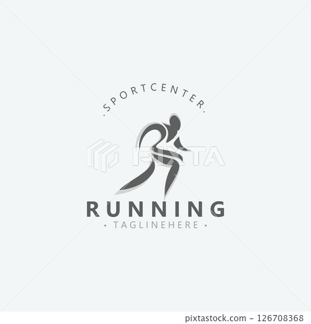 Running sport athlete logo design concept illustration template vector Running sport athlete logo design concept illustration template vector 126708368
