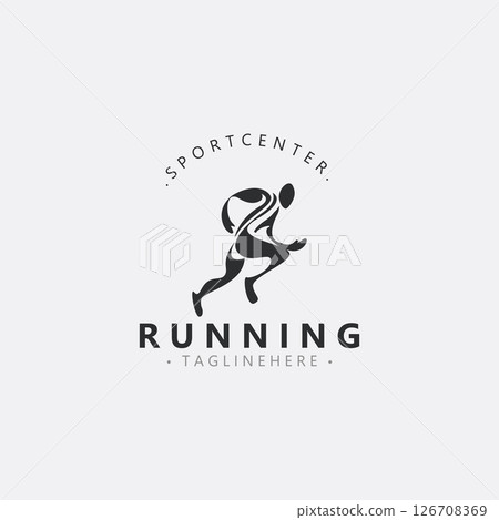 Running sport athlete logo design concept illustration template vector 126708369