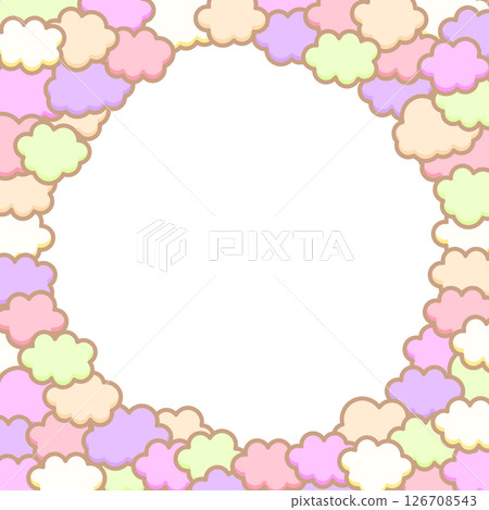 Cute cloud pop frame background material Fluffy Mofumofu Harajuku style Cookie 126708543
