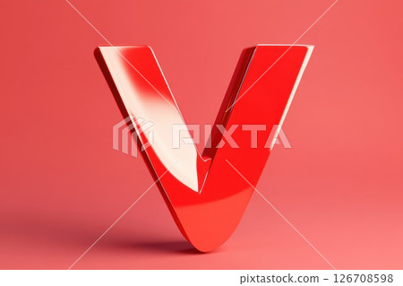A red letter V is shown on a red background 126708598