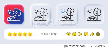Bicycle line icon. Neumorphic, Flat shadow, 3d buttons. City bike transport sign. Outdoor transportation symbol. Line bicycle icon. Social media icons. Vector Bicycle line icon. Neumorphic, Flat shadow, 3d buttons. City bike transport sign. Outdoor transportation symbol. Line bicycle icon. Social media icons. Vector 126708997