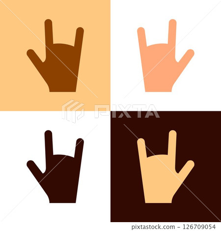 Set icons with hand gestures in various color skin 126709054