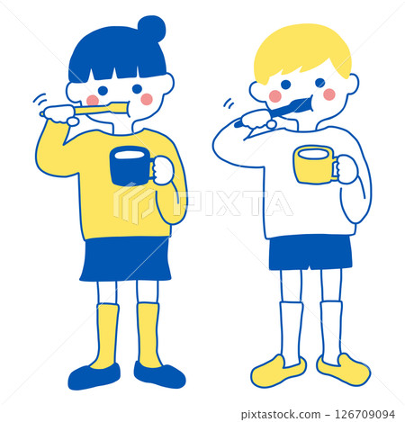 Children brushing their teeth 126709094