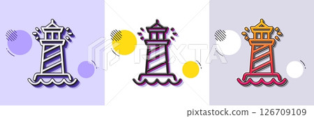 Lighthouse line icon. Halftone dotted pattern. Gradient icon with grain shadow. Searchlight tower sign. Beacon symbol. Line lighthouse icon. Various designs. Vector Lighthouse line icon. Halftone dotted pattern. Gradient icon with grain shadow. Searchlight tower sign. Beacon symbol. Line lighthouse icon. Various designs. Vector 126709109