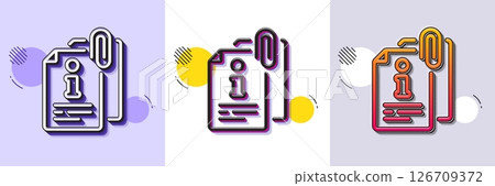 Attached info line icon. Halftone dotted pattern. Gradient icon with grain shadow. Information guide sign. Attachment file symbol. Line attached info icon. Various designs. Vector Attached info line icon. Halftone dotted pattern. Gradient icon with grain shadow. Information guide sign. Attachment file symbol. Line attached info icon. Various designs. Vector 126709372