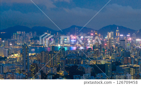 May 22 2025 Vivid Night Skyline of an Illuminated Urban Cityscape 126709458