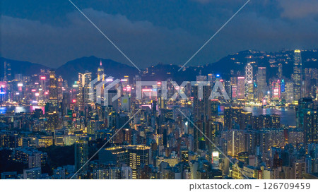 May 22 2025 Vivid Night Skyline of an Illuminated Urban Cityscape 126709459