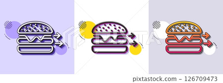 Food delivery line icon. Halftone dotted pattern. Gradient icon with grain shadow. Burger meal sign. Catering service symbol. Line food delivery icon. Various designs. Vector Food delivery line icon. Halftone dotted pattern. Gradient icon with grain shadow. Burger meal sign. Catering service symbol. Line food delivery icon. Various designs. Vector 126709473