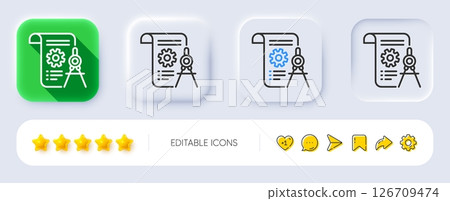 Divider document line icon. Neumorphic, Flat shadow, 3d buttons. Engineering cogwheel tool sign. Cog gear symbol. Line divider document icon. Social media icons. Vector Divider document line icon. Neumorphic, Flat shadow, 3d buttons. Engineering cogwheel tool sign. Cog gear symbol. Line divider document icon. Social media icons. Vector 126709474